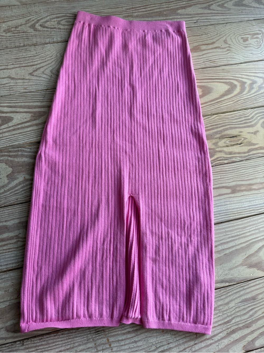 Free People Pink Ribbed Knit Midi Skirt Size M